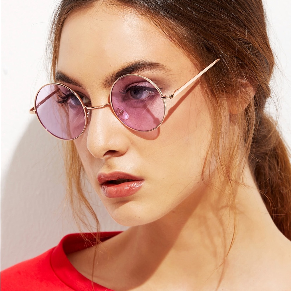 Lavender Tinted Round Sunglasses